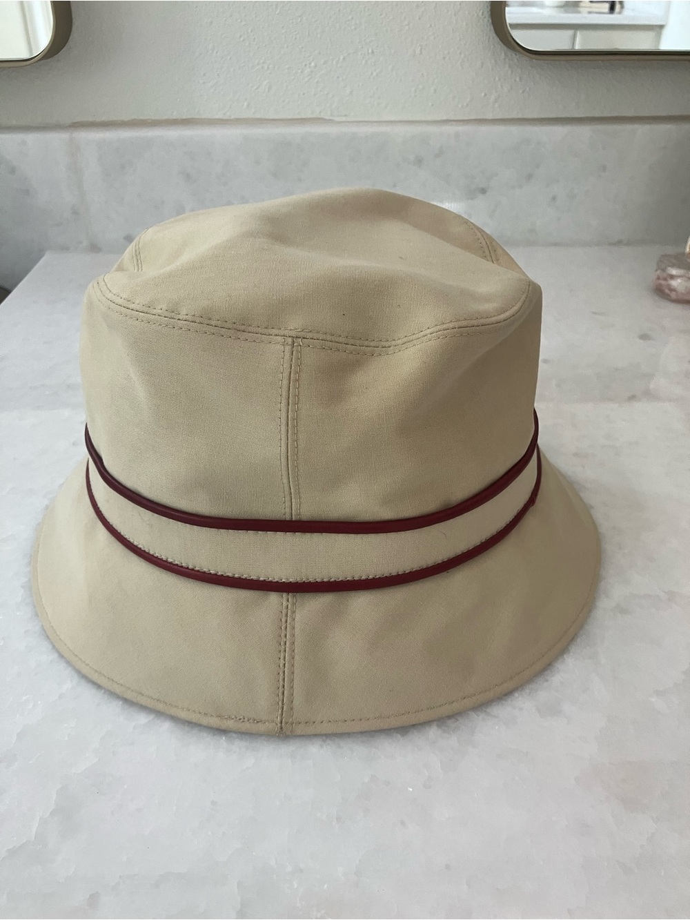 Coach Beige Bucket Hat with Red Trim - vintage - Picture 3 of 7